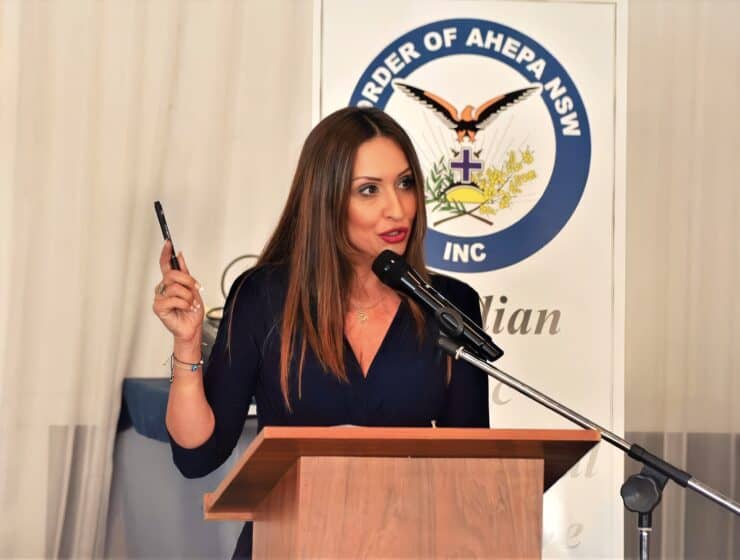 Nia Lorraine Gitsas at AHEPA event as new president.