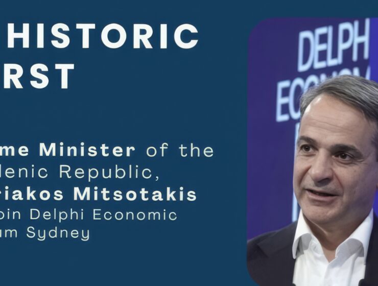 Mitsotakis speaking at Delphi Economic