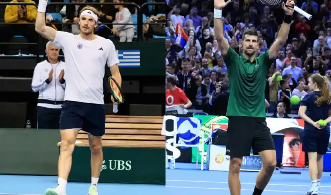 Tsitsipas and Djokovic Team Up at Indian Wells, Share Viral Shopping Cart Photo